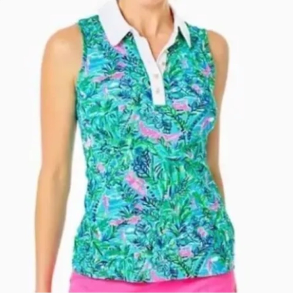 Lilly Pulitzer Luxletic Imara Green and Pink Top